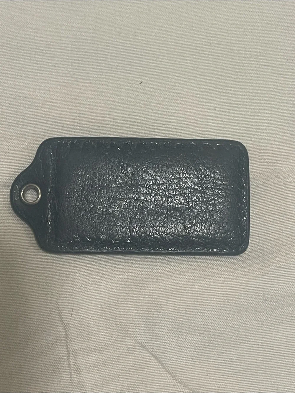 COACH large black Leather hang Tag , pink one for size only, silver chain inc